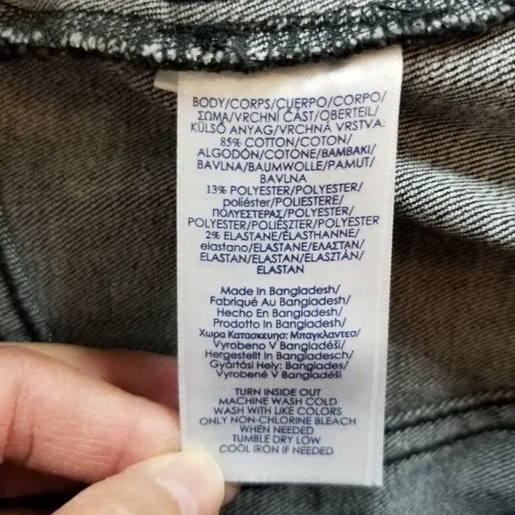 CHAPS Button Front Jean Skirt Black - Picture 6 of 8